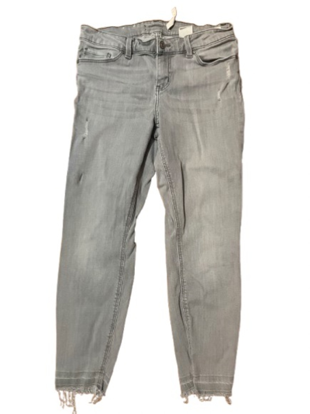 Eunina Kitty Low Rise Skinny Crop Distressed Gray Jeans Size 11